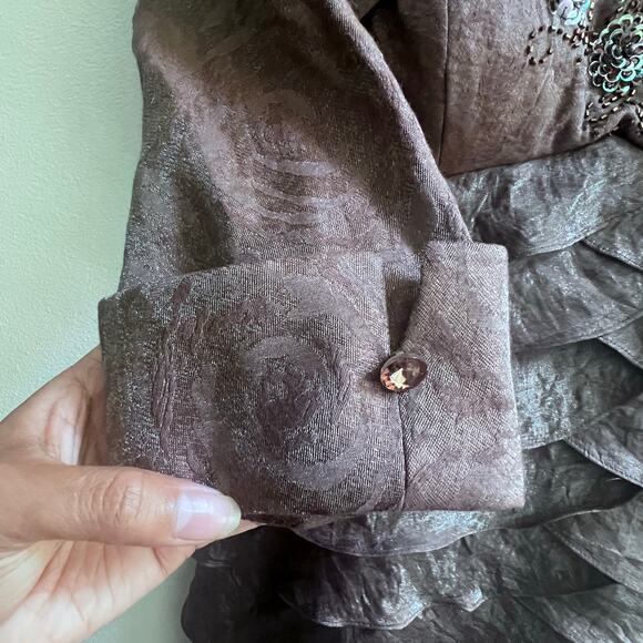 Vintage IGNITE EVENINGS Two Piece Tiered Midi Dress with Jacket Size 6 Beaded - Picture 6 of 9